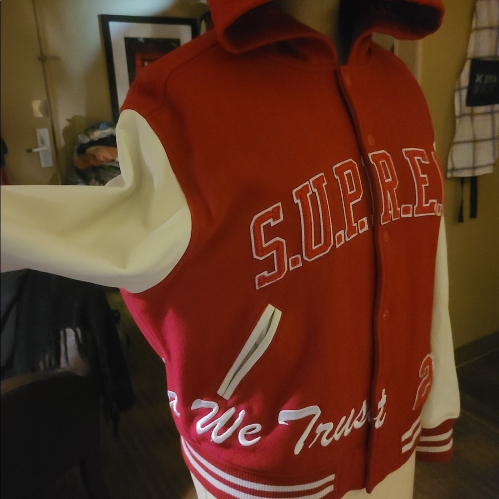 Supreme King Hooded Varsity Jacket